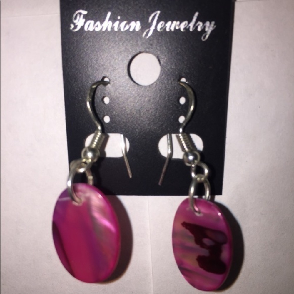 Pink abalone shell earrings